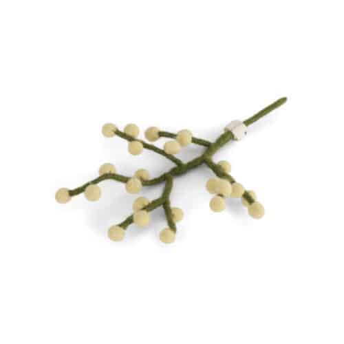 Vilten mini takje met zachtgele besjes