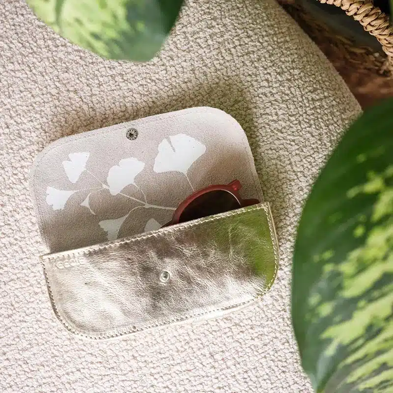 Brillenhoes Leer Sunny Greetings Gold