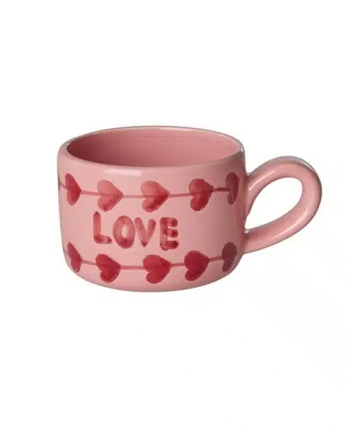 Cappuccinokop - Pink- Hand-painted LOVE