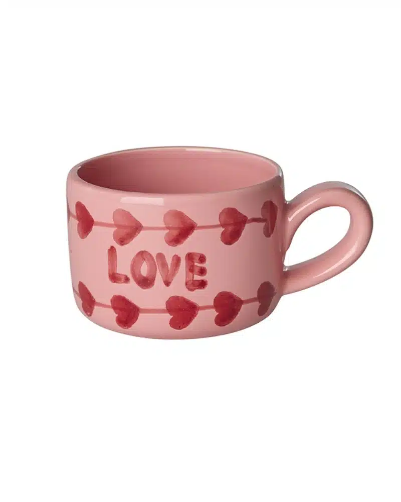 Cappuccinokop - Pink- Hand-painted LOVE
