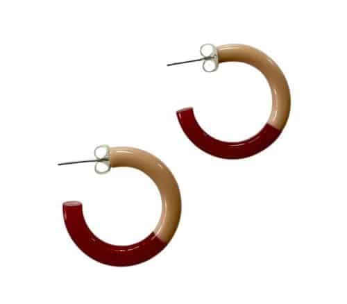 Duo Color Hoop Earrings Poppy / Blush