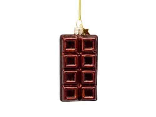 Glazen kerstdecoratie hanger Chocolade reep