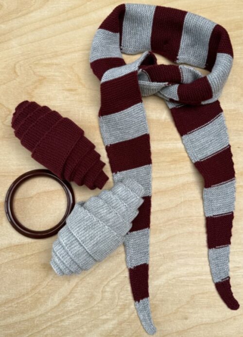Mini Scarf Chunky Stripe Burgundy / Grey