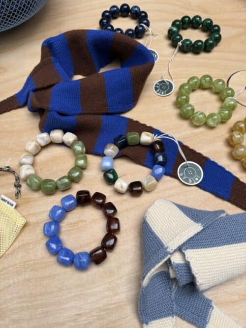 Mini Scarf Chunky Stripe Cobalt / Coffee