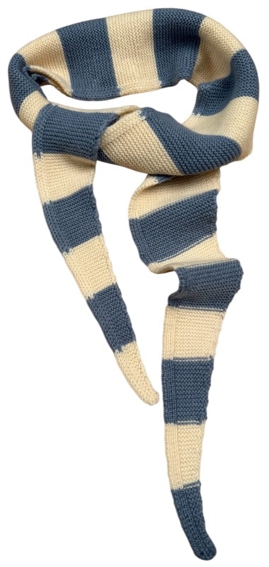 Mini Scarf Chunky Stripe Dusty Blue / Cream