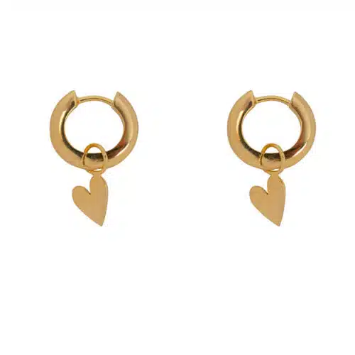 Oorbellen Small Thick hoop Hammered Heart
