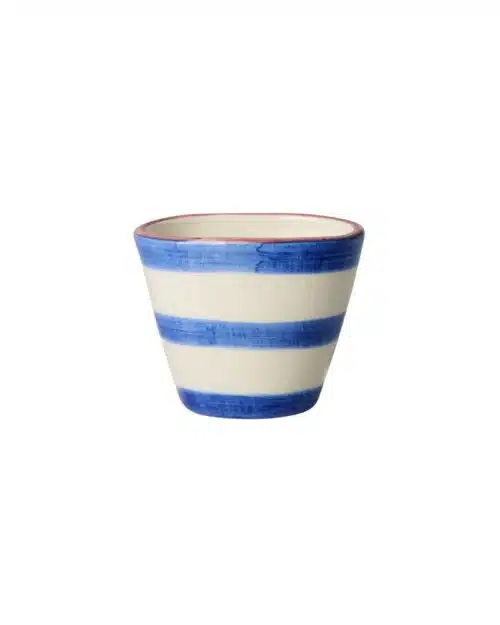 Ovaal Espresso kopje - Hand-painted Stripes Blue