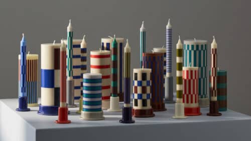 Pattern Candle set/4 greens&bordeaux