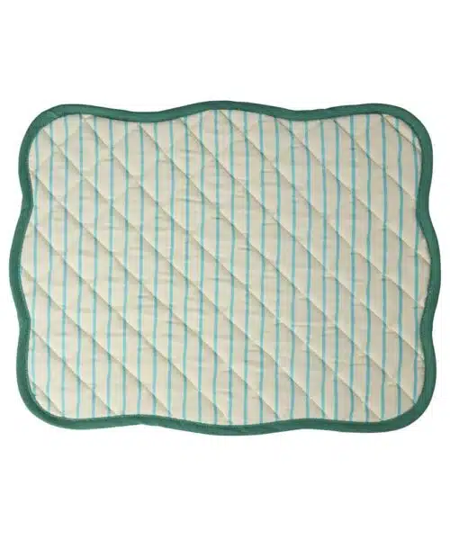 Quilted Placemat Mint Stripes / Green Edge