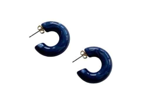 Rainbow Hoop Earrings Marble Dark Blue