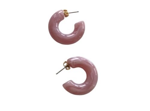 Rainbow Hoop Earrings Marble Magnolia Pink