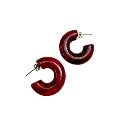 Rainbow Hoop Earrings Marble Wine Red