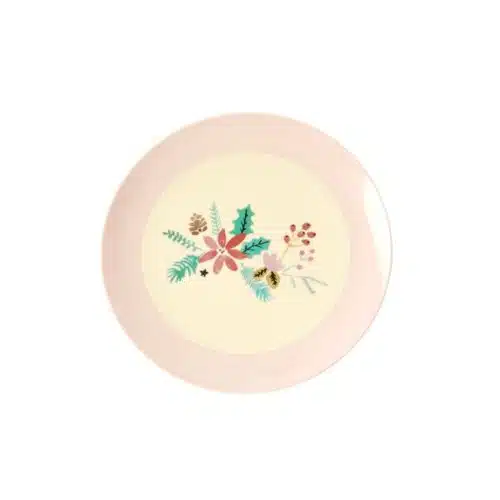 Rice gebaksbordje Kerst bloem