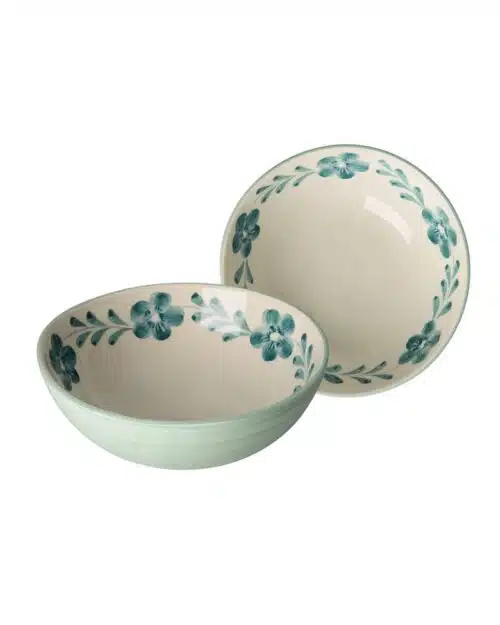 Saladeschaal - Green - Hand-Painted Green Flower Vine