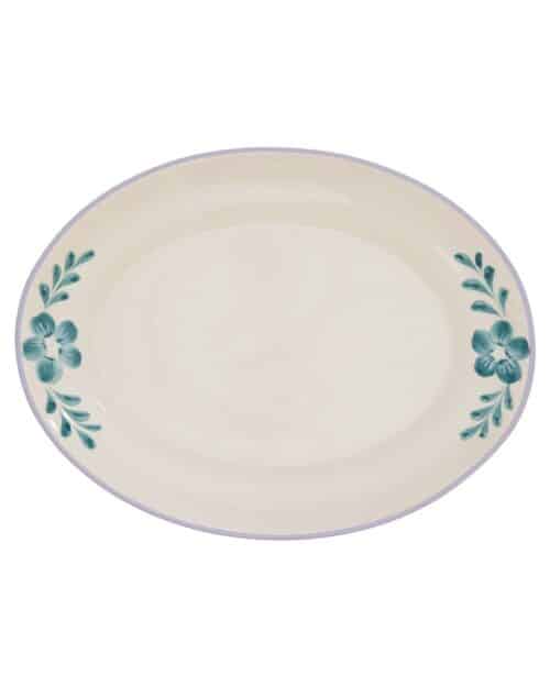 Serving Platter - Green - Hand-painted Green flower vine Large