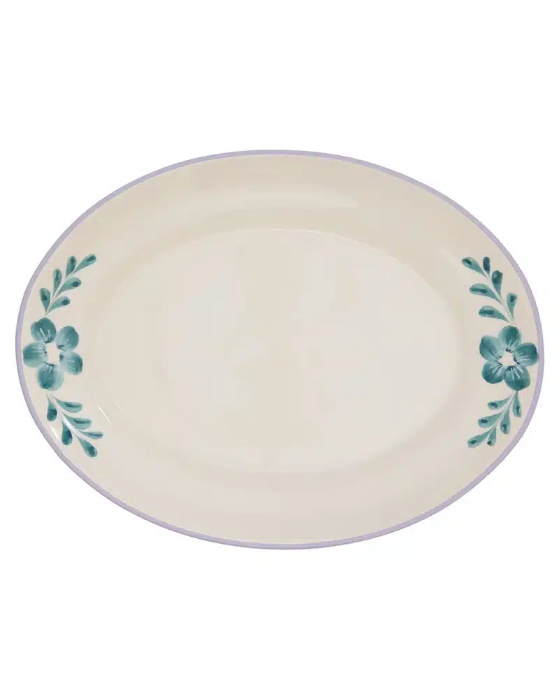 Serving Platter - Green - Hand-painted Green flower vine Large