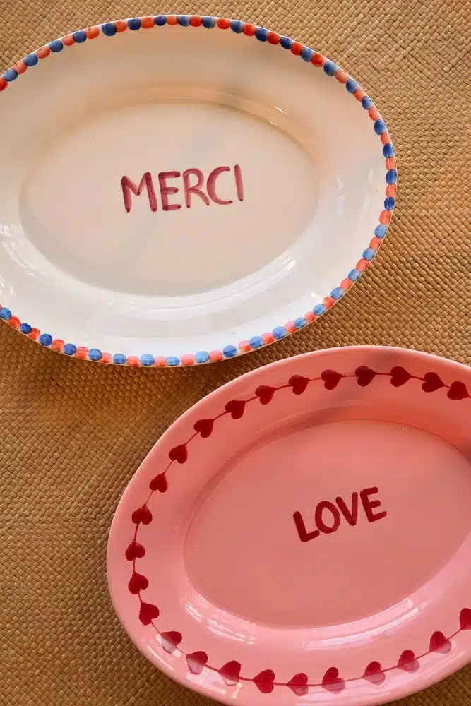 Serving Platter - Pink - Hand-painted Love
