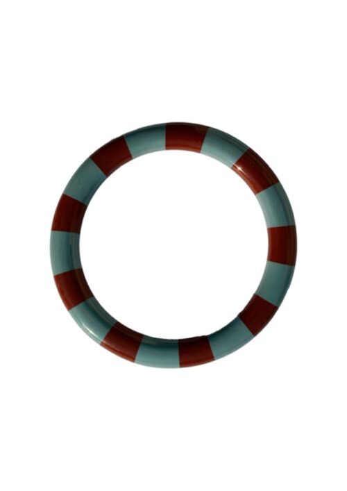 Striped Bangle Bracelet Dark Caramel / Dusty Blue