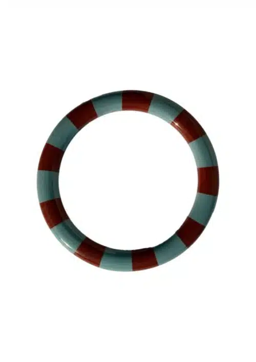 Striped Bangle Bracelet Dark Caramel / Dusty Blue