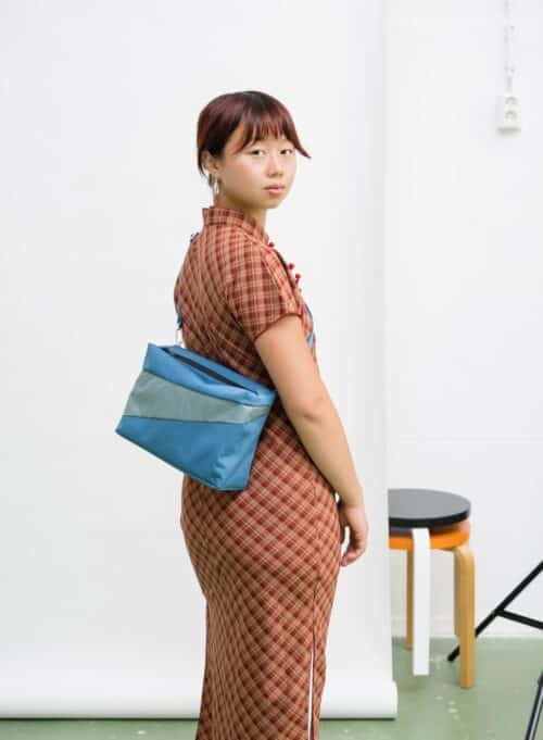 Susan Bijl Bum Bag Medium Dark Petrol & Grey