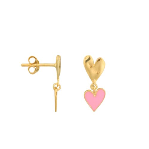 2 Hearts Stud Oorbel per Stuk Light Pink