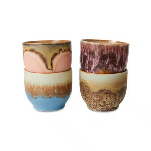 70's Ceramics Coffee Cups Lagoon set/4
