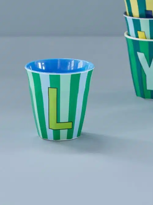 Alfabet beker L blauw streep