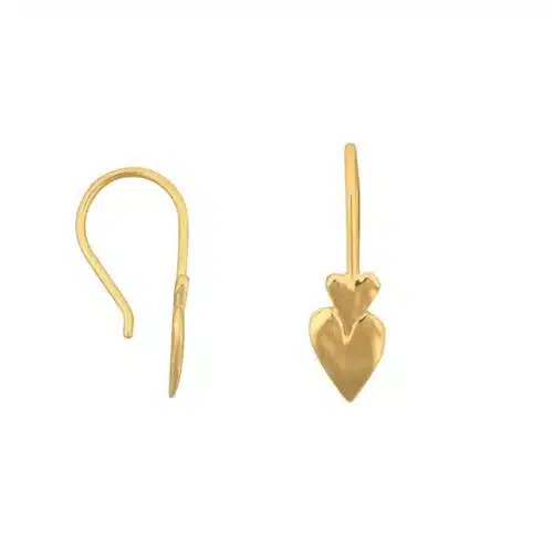 Double Heart Hook Oorbellen Goud