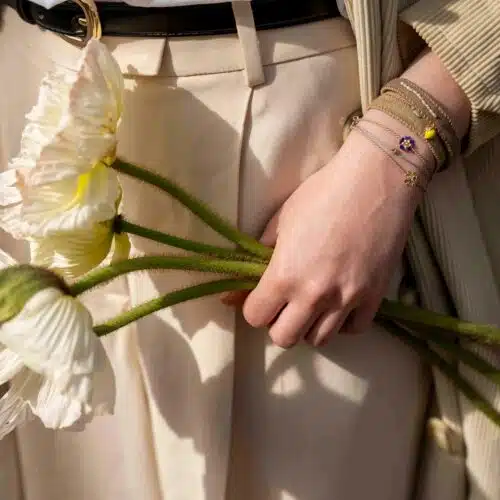 Folded Flower Rope Armbandje blauw