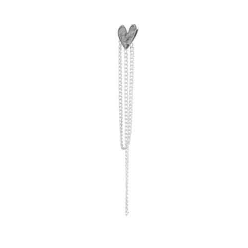 Heart Chain Stud Earring Silver (one piece) Betty Bogaers