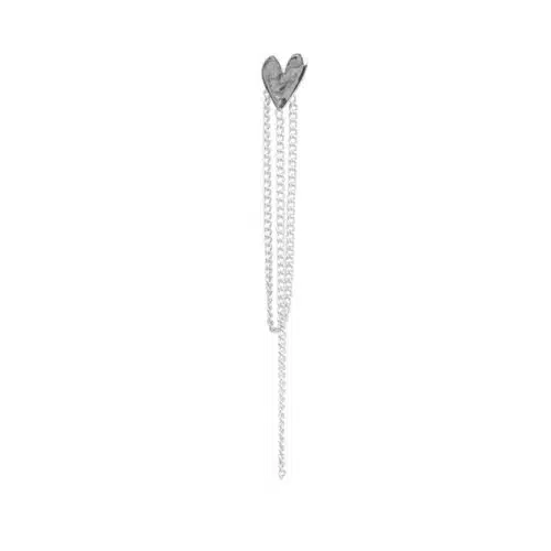 Heart Chain Stud Earring Silver (one piece) Betty Bogaers