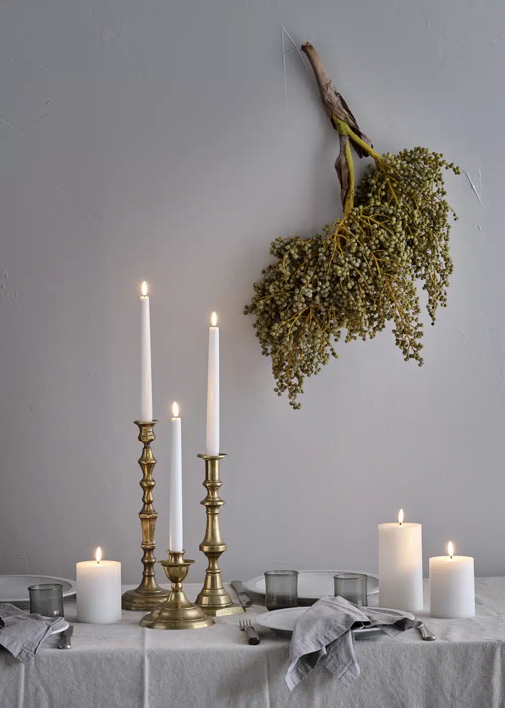 LED dinerkaarsen set/2 wheat yellow