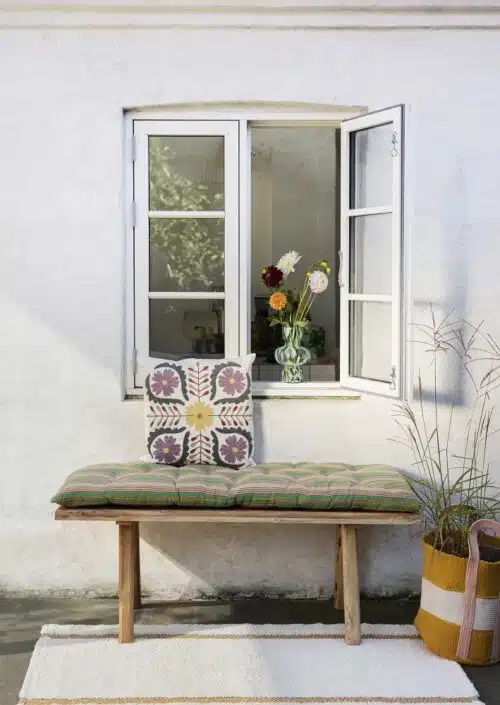 Matraskussen Streep Groen/camel