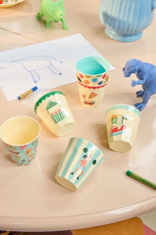 Melamine cups Small - Mint Fun Fair Print