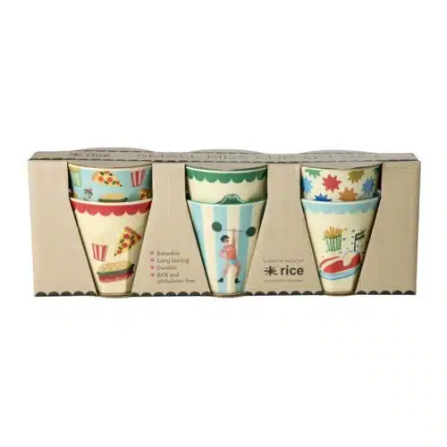Melamine cups Small - Mint Fun Fair Print