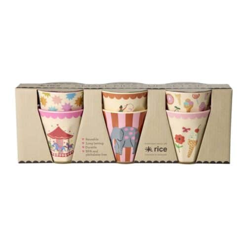 Melamine cups Small - Pink Fun Fair Print