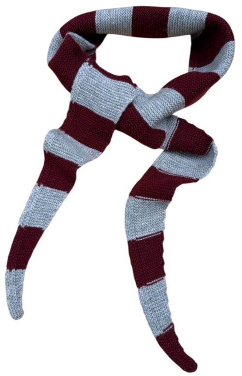 Mini Scarf Chunky Stripe Burgundy / Grey
