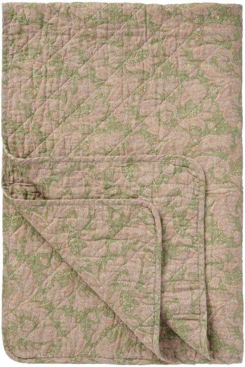 Quilt Groen en lichtroze paisley print