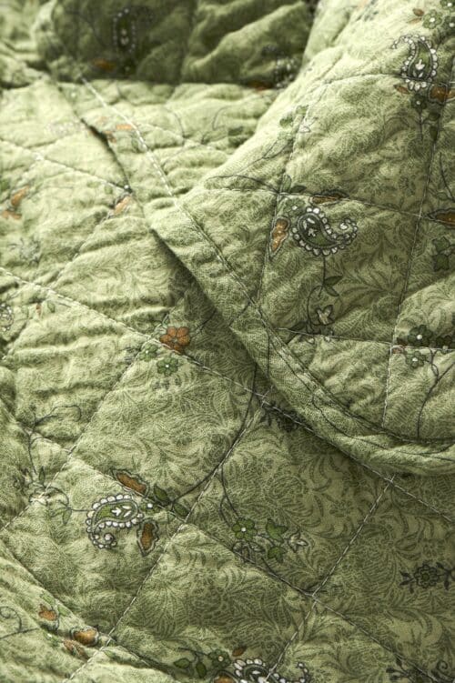 Quilt Groen met bloemprint