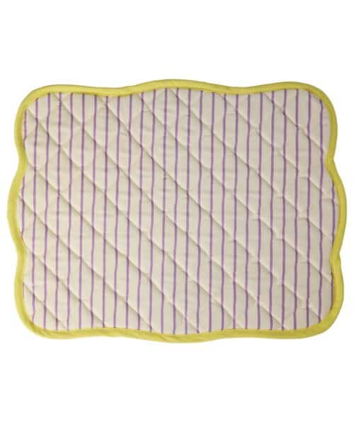 Quilted Placemat Purple Stripes / Yellow Edge