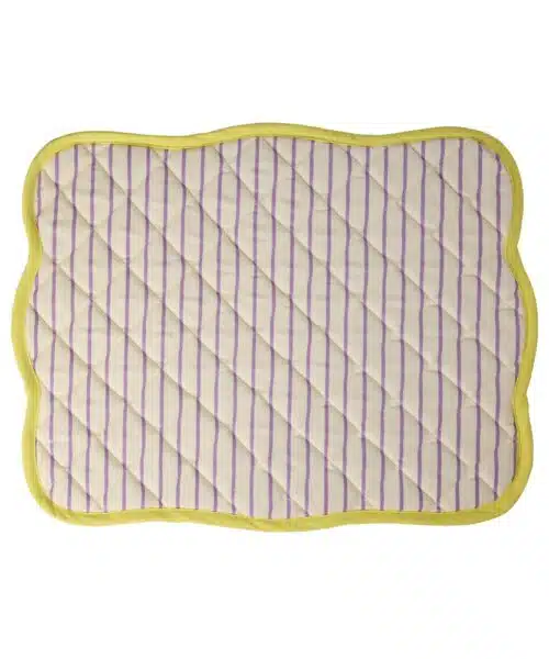 Quilted Placemat Purple Stripes / Yellow Edge