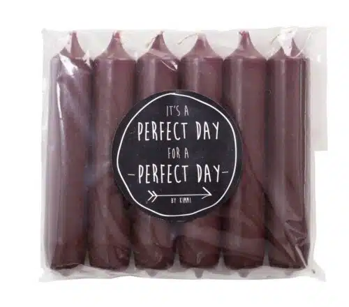 Set van 6 dinerkaarsjes Aubergine