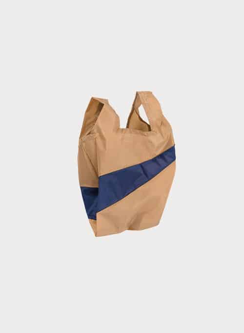 The New Shopping Bag Small Camel & Navy
