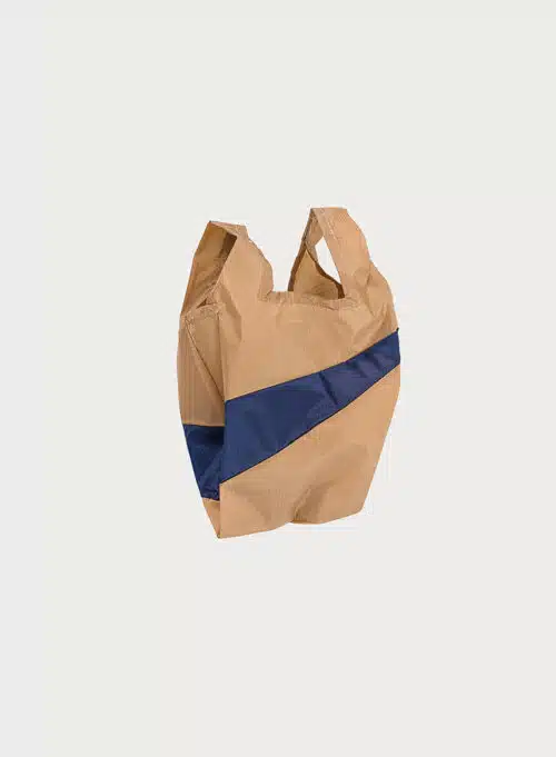 The New Shopping Bag Small Camel & Navy