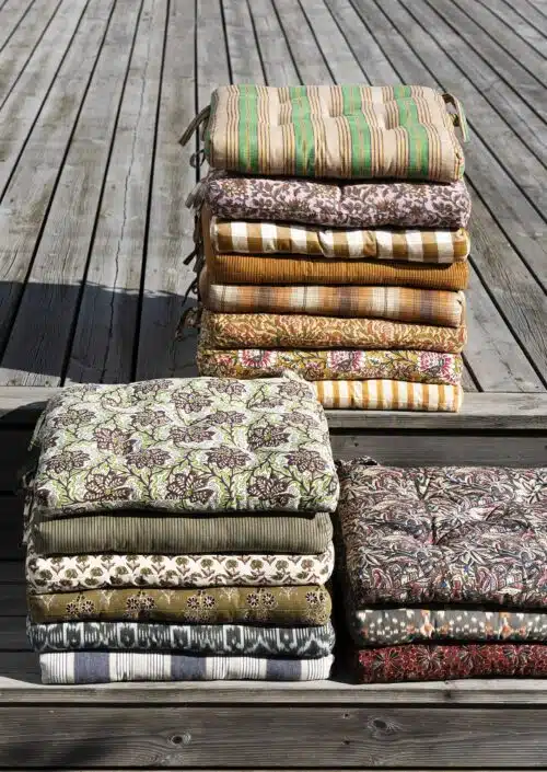 Stoelkussen Stripe Camel/Green/Yellow