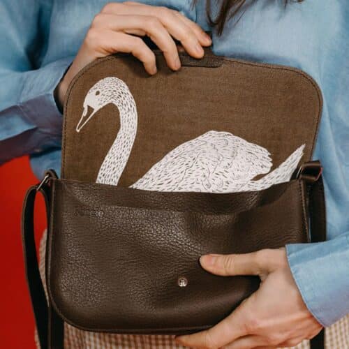 Tas Leer Wild Swan dark brown