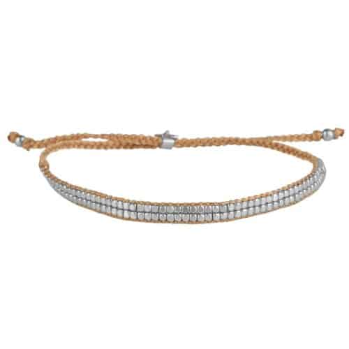 Two Rows Beads Bracelet Silver