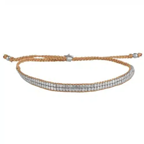 Two Rows Beads Bracelet Silver