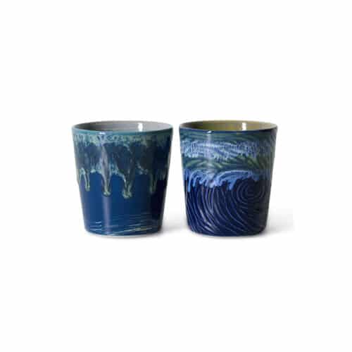 70's Ceramic Coffee Mugs set/2 - Starry Night