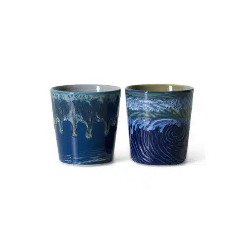 70's Ceramic Coffee Mugs set/2 - Starry Night